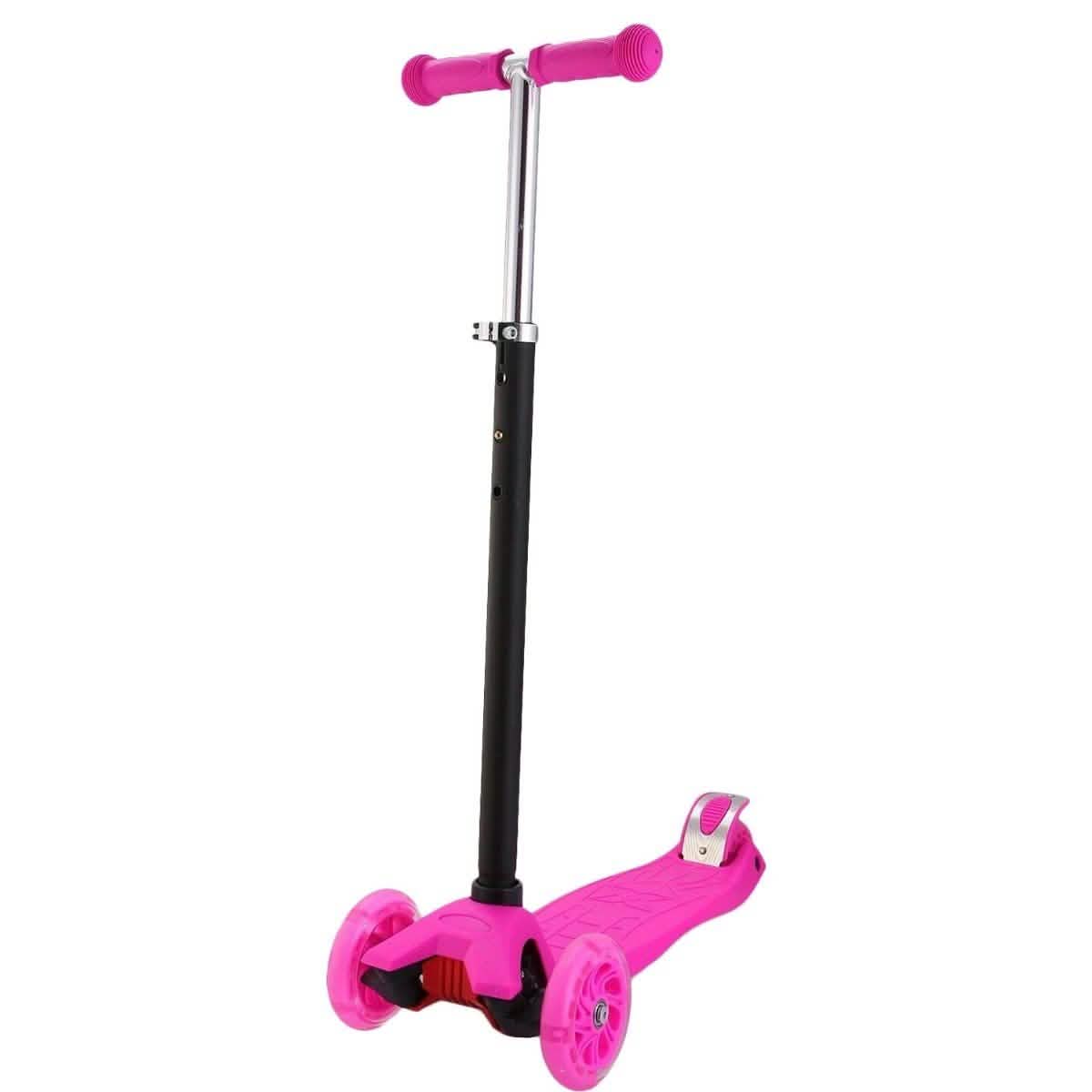 3-Wheeled LEDs Kick Scooter for Kids Flashing Scooter Adjustable Height Toys & Games Pink - DailySale