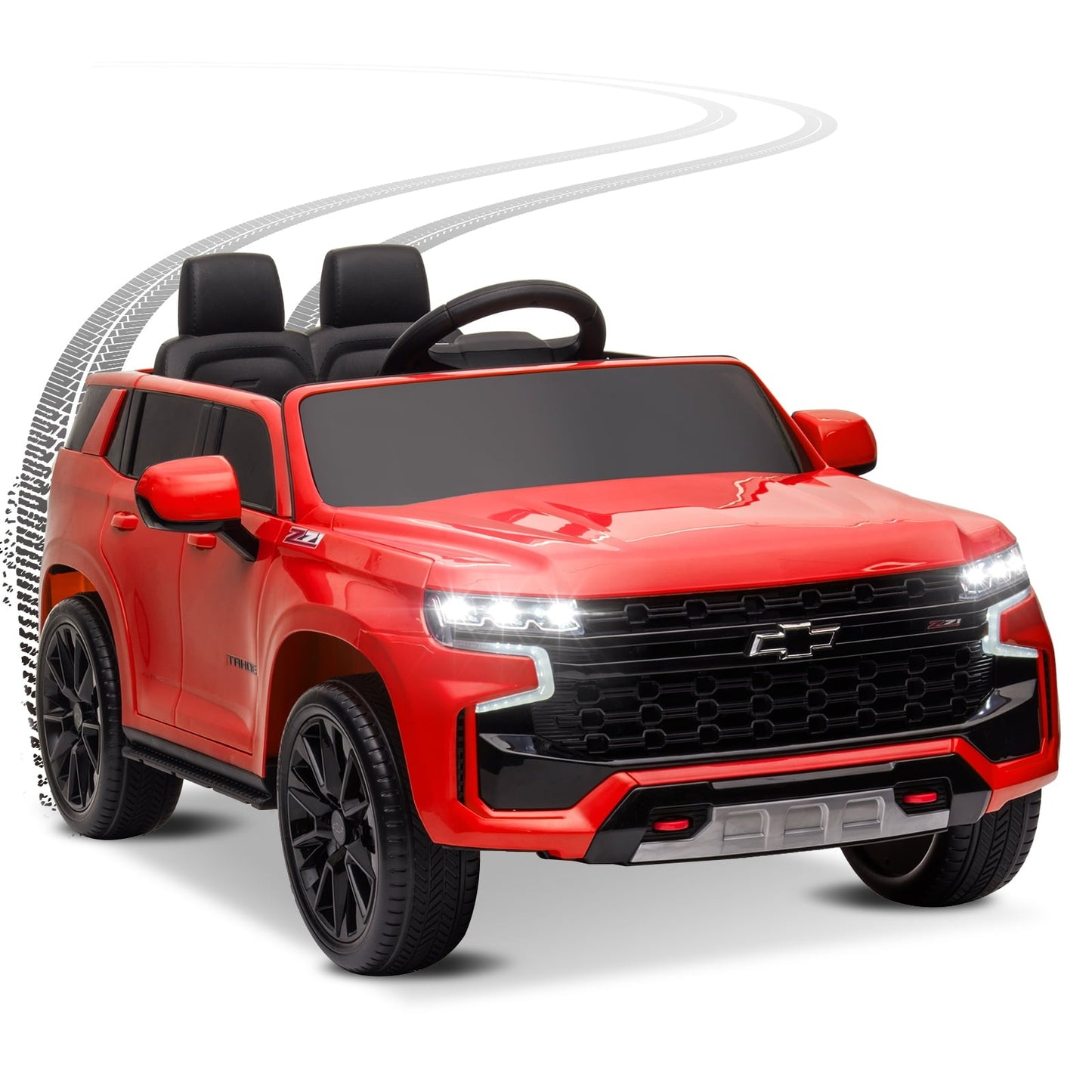 12V Kids Ride On Chevrolet Tahoe SUV, Dual Drive 12V 7A.h with 2.4G Remote Control, Four Wheelers Electric Car for Kids under 6,Red