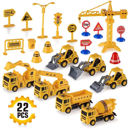 22-Piece: Construction Trucks Toy Set Toys for Kids