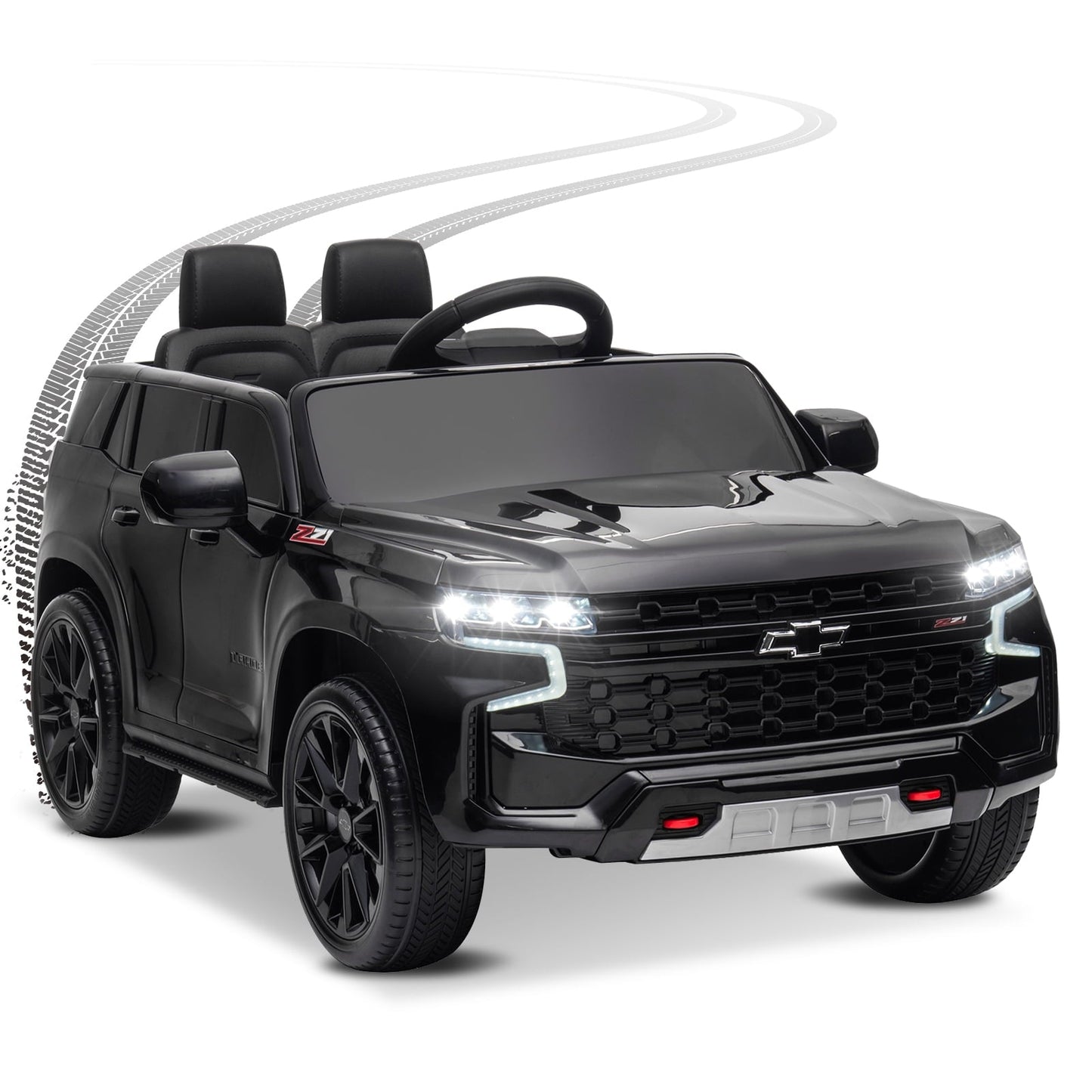 12V Kids Ride On Chevrolet Tahoe SUV, Dual Drive 12V 7A.h with 2.4G Remote Control, Four Wheelers Electric Car for Kids under 6,Black