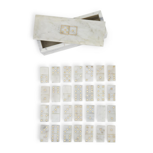 28 Pc. Blanc de Blanc Gold Dot Domino Set
